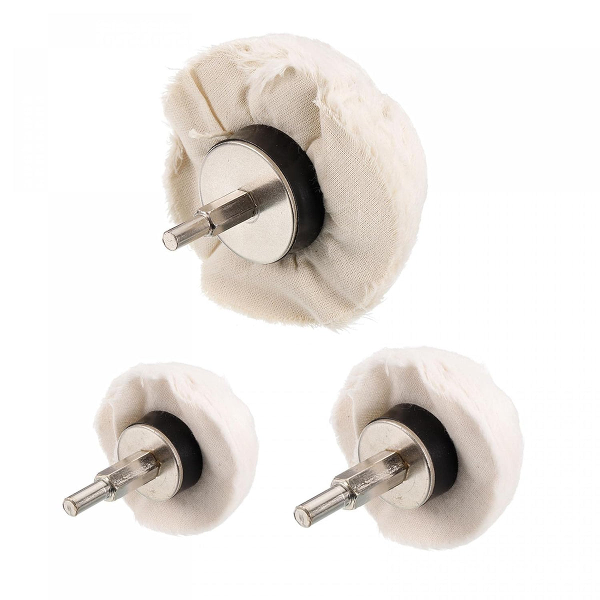 Cotton Buffing Wheel Set 3.5"/2.7"/2.1" Diameter Mushroom-Shaped with 1/4" Shank Polishing Wheel for Rotary Tool