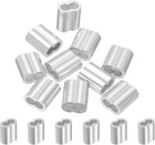 5/32" 4mm Aluminum Crimping Loop Sleeve Double Ferrule for Wire Rope Cable Line End, Silver 10pcs