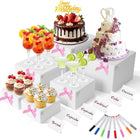 6 Pcs Acrylik Pemangkang Buffet dengan Mini Tanda dan Pemancar untuk Pertunjukan Party