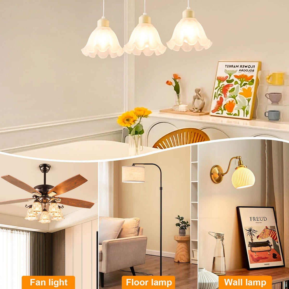 Lâmpadas A15 60Watt Equivalente, Branco Suave 3000K, Não Regulável, 4 Unidades