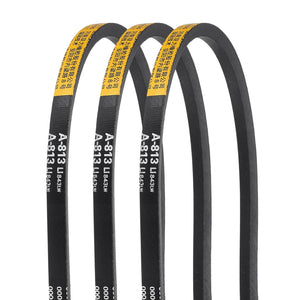 3Pcs A813 Rubber V-Belt, 813mm Inner Circumference x 13mm Width x 8mm Thickness, Classic Wrapped V-Belts for Industrial Machinery Equipment
