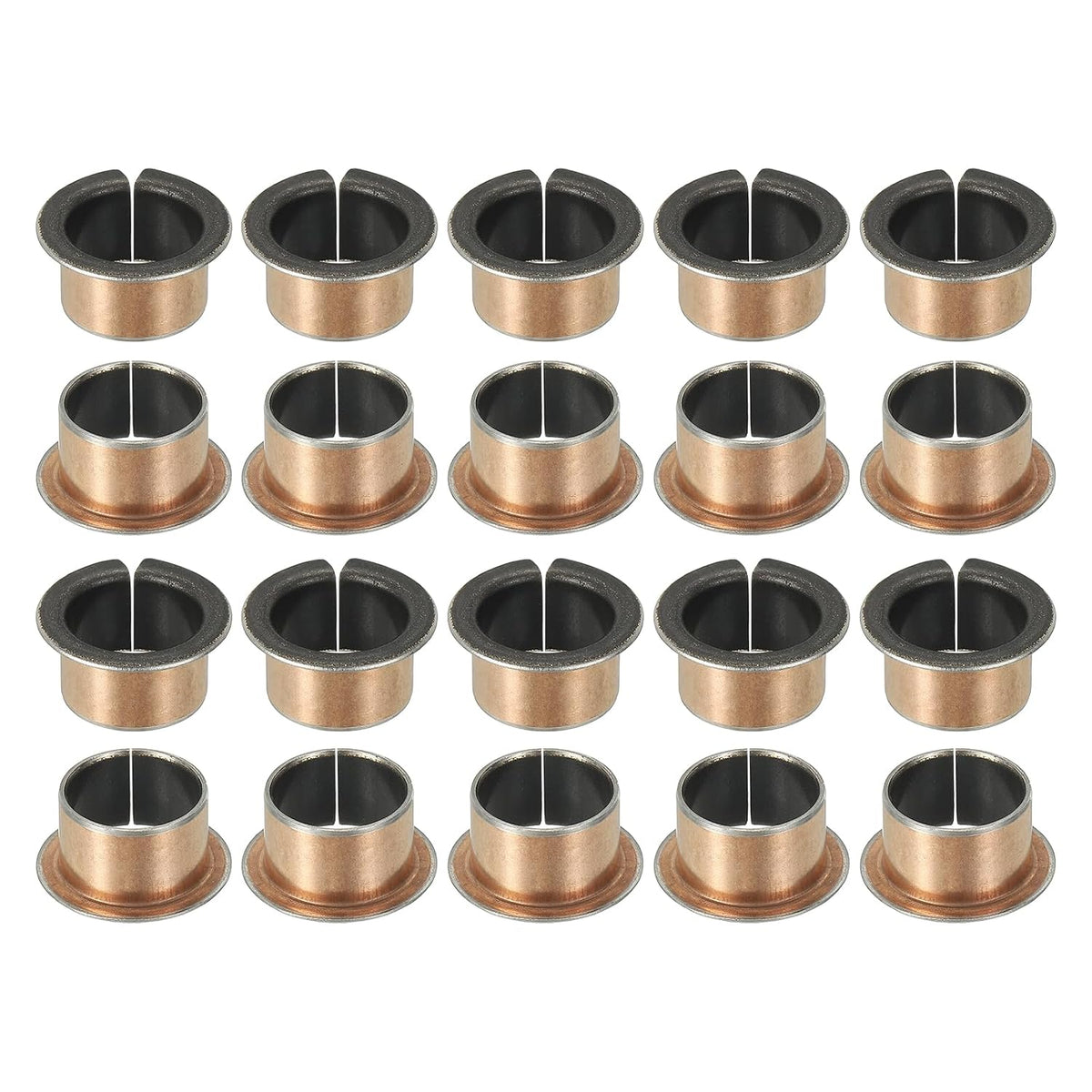 20Pcs Flanged Sleeve Bearing, 16mm Bore x 18mm OD x 12mm Length, 24 x 1.0mm Flange Dia x t Sintered Bronze Bushings Self-Lubricating Bearings for Industrial Equipment