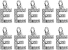 LinkMejor Rhinestone Letter Charm, 10pcs Crystal Zirconia Copper Alphabet E Pendants Slider Letter Charm for Wristbands Bracelets Necklace Jewelry Earring DIY Craft, Silver
