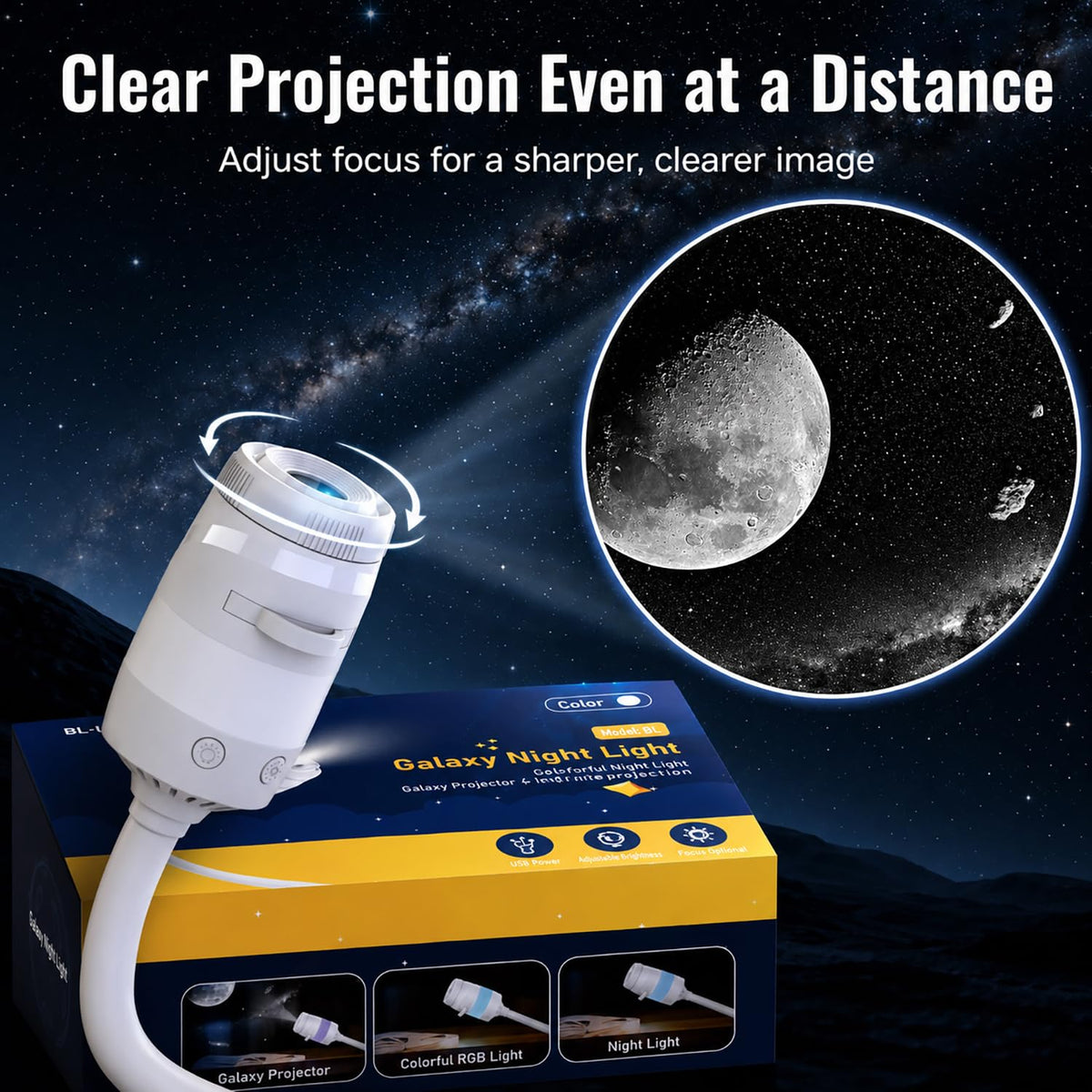 Proiettore Notte Galaxy, Proiettore Stella USB per soffitto della camera da letto