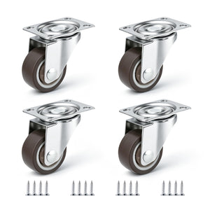 LinkMejor Roues à roulettes pour petit meuble 1 pouce Plateau pivotant Castors 4pcs 360 degrés Roues souples en caoutchouc doux Remplacement avec vis pour roulement silencieux et fluide pour mobilier léger poids inférieur à 100Lb