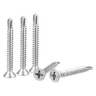 Phillips Head Self Drilling Screws, #12 x 1 47/64" 410 Stainless Steel Full Thread Sheet Metal Screw 100pcs