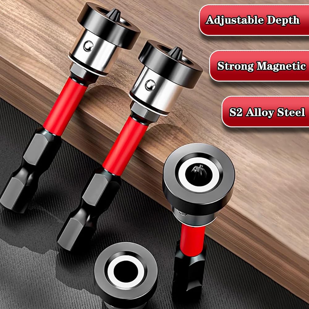 5pcs Drywall Screw Setter, Magnetic Positioning Screwdriver Bits PH2 Bits