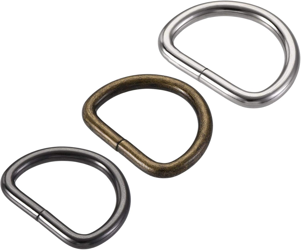 LinkMejor Metal D Ring 1.06"(27mm) D-Rings Buckle Silver Tone, Bronze Tone, Black(Total 15pcs)
