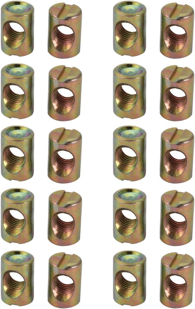 20pcs M8 Thread 18mm Length Iron Slotted Drive Cross Dowel Barrel Nut