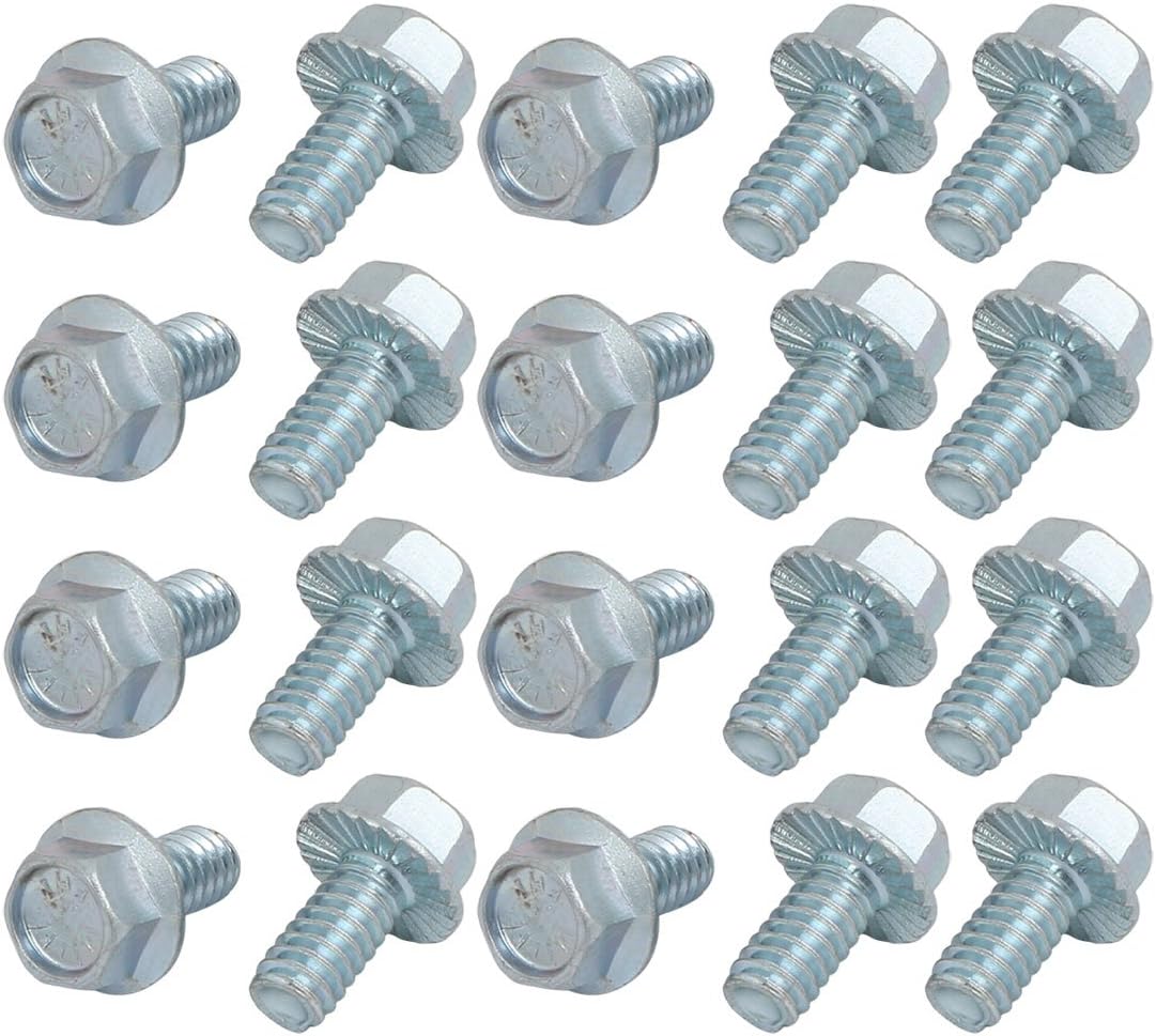 20Pcs 1/4-20 x 1/2 Inch Thread Carbon Steel Hex Serrated Head Flange Screw Bolt