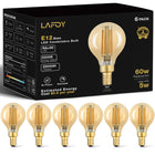 Amber Globe Chandelier LED Bulbs, Dimmable E12 Candelabra 60 Watt 6 Pack