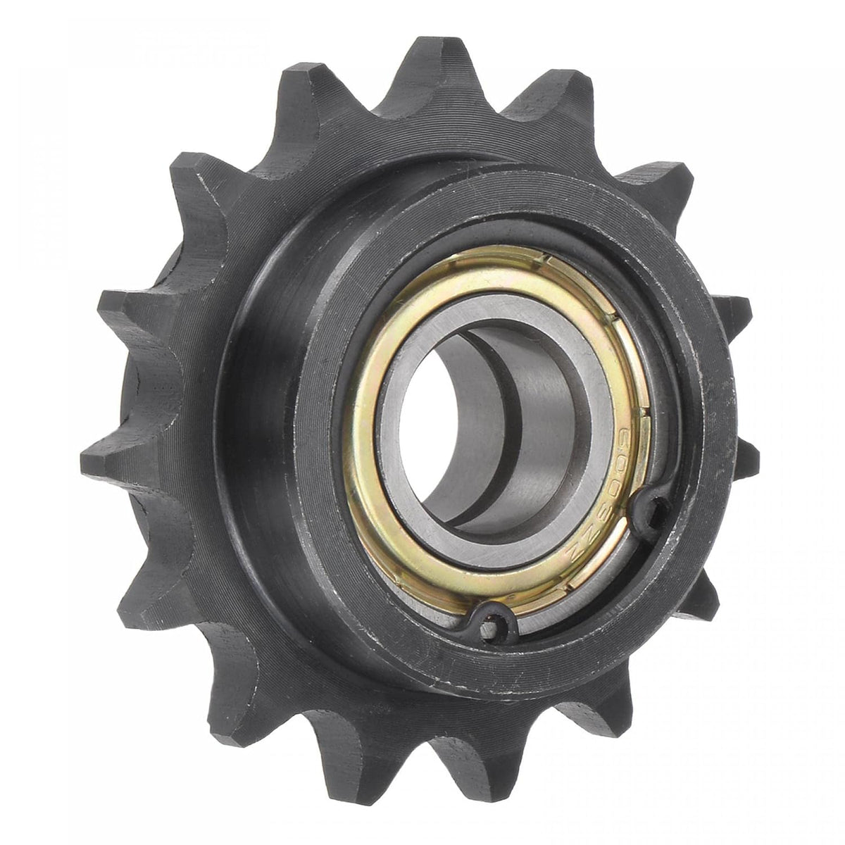 Chain Idler Sprocket, 17mm Bore 1/2" Pitch 15 Tooth Tensioner, Black Oxide Finish C45 Carbon Steel with Insert Double Bearing for ISO 08B Chains