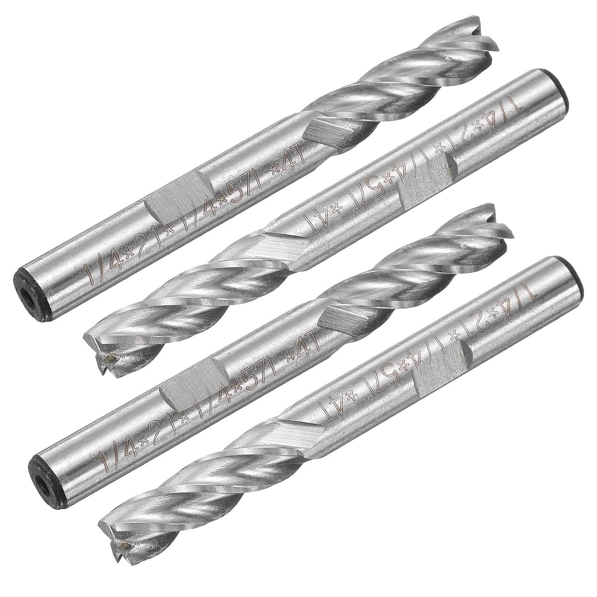 1/4 Inch Cutting Dia 4 Flutes Straight Shank HSS-AL End Mill Router Bit 4pcs CNC Cutter Router Bits Spiral Milling Cutter Tool for Wood PVC MDF Engraving