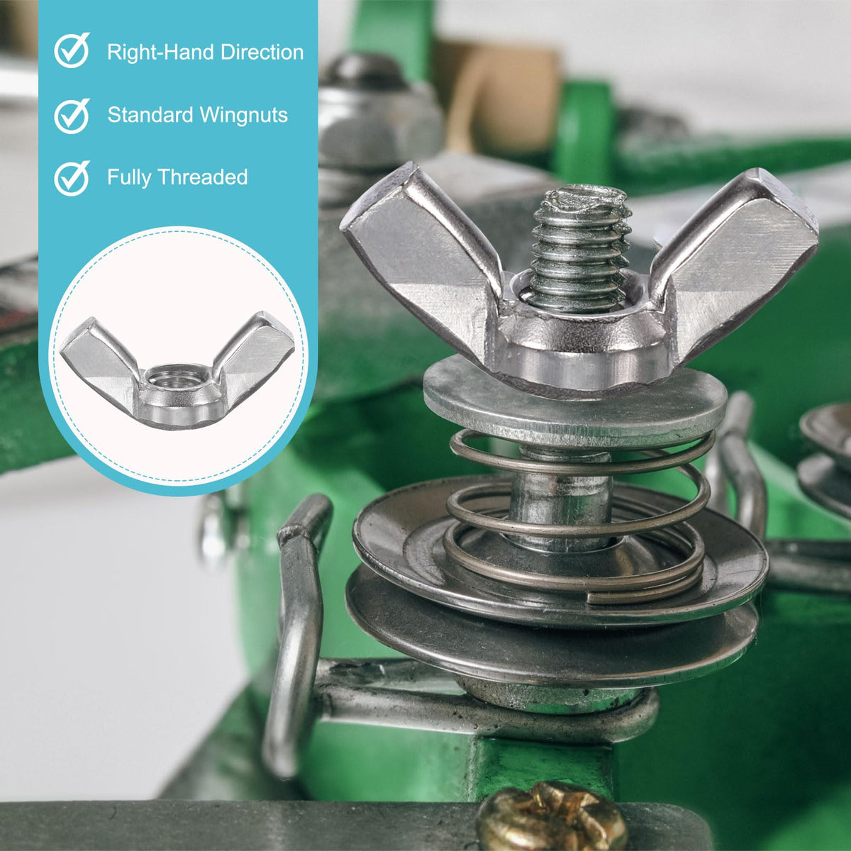 LinkMejor Wing Nuts, 4 Pcs M10 x 1.5 304 Stainless Steel Wing Nuts Fasteners Parts Metric Thread for Repair Install House Furniture Boat, Silver