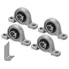4pcs KP001 Flanged Pillow Block Bearings 12mm Bore, Zinc Alloy Self Aligning Flange Mounted Bearings