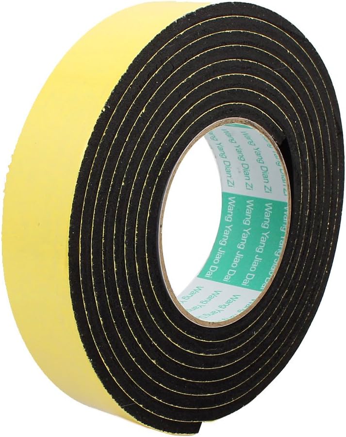 3Meter 35mm x 5mm Single-Side Adhesive Shockproof Sponge Foam Tape for Door Window Yellow Black