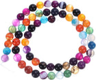 Mixed Color Agate Beads 6mm Natural Gemstone Beads, Smooth Round Loose Beads for Bracelet Jewelry Making DIY (1 Strand - 62pcs)