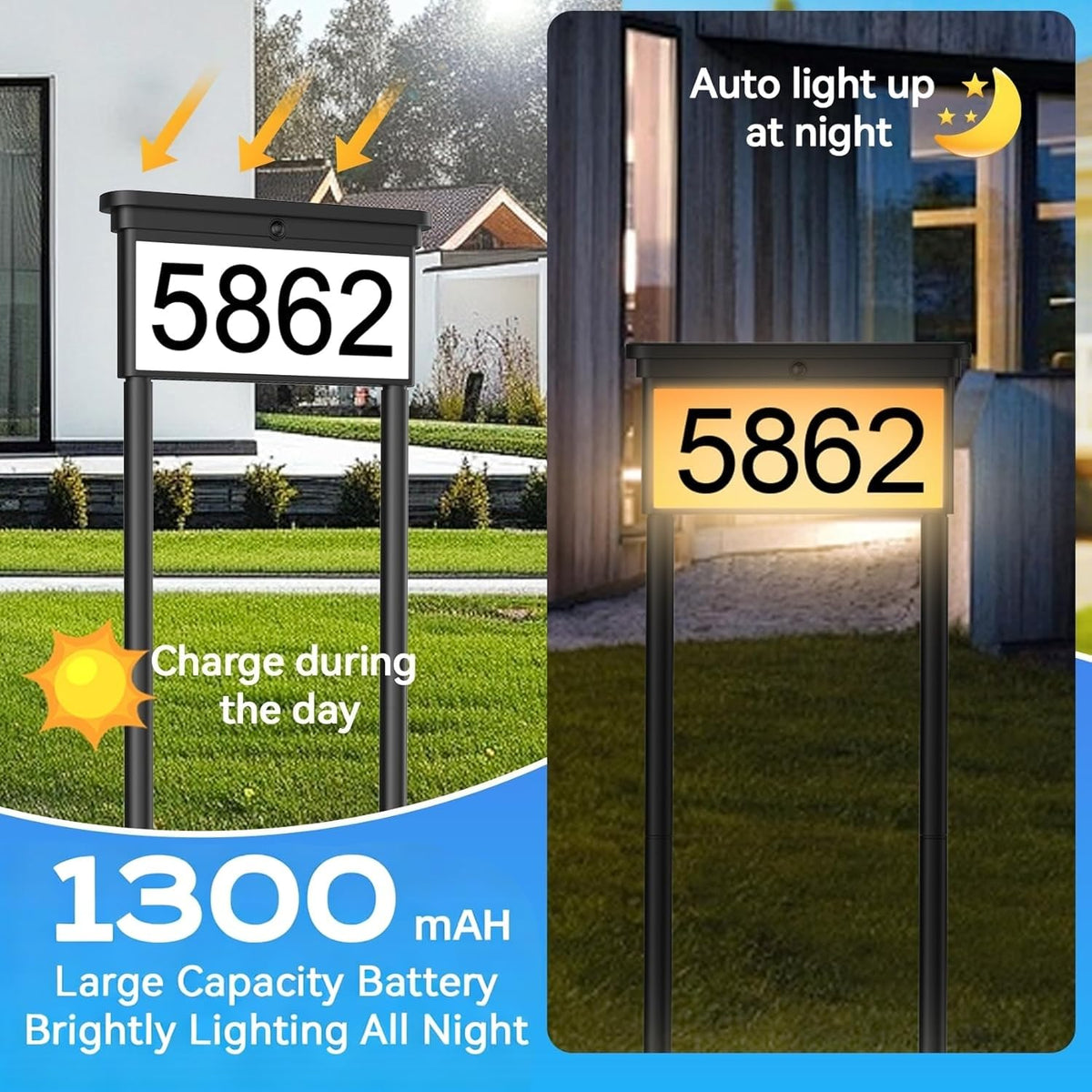 Números de Casas Solares Melhores para Externo, com Estaca no Chão - Energia Solar