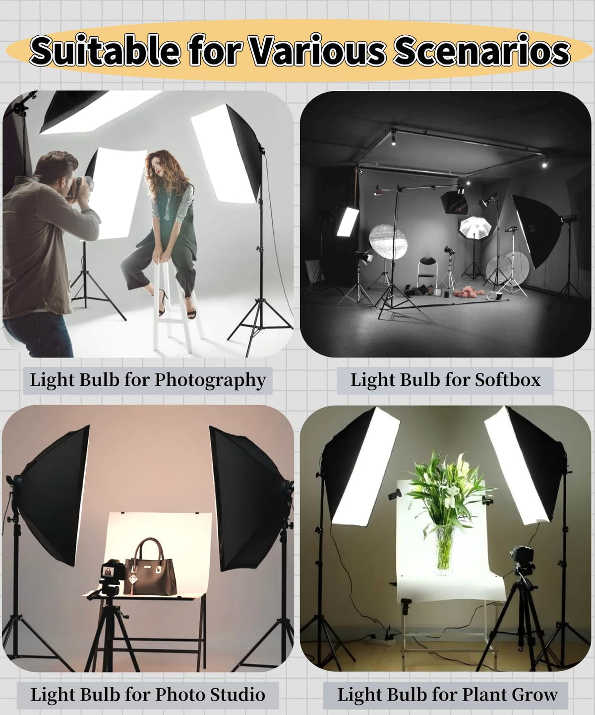 LinkMejor 1 Pack LED 85W 2700-6500K Fotografiebelystning E27 Bas