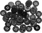 50 Pcs Natural Shell Buttons, 4 Hole Mother of Pearl Buttons 15mm Sewing Craft Buttons for Shirt Sewing DIY Crafts Decoration, Black