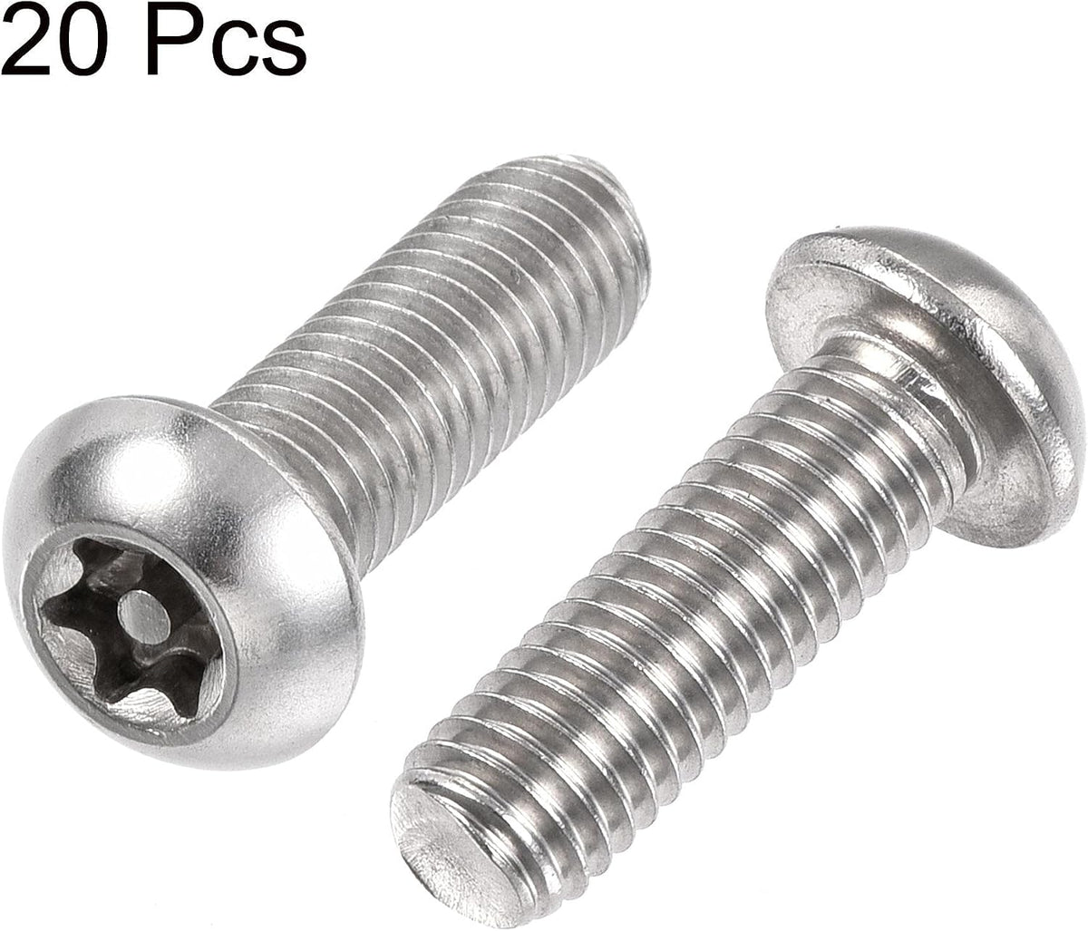 M8x30mm Torx Sikkerhedsmaskinskruer, 20 stk Pan Hovedskruer Indvendig Kolonne, 304 Lakeret Stål Fastgørelsesbolte