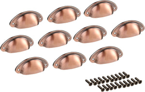 Gagang Tarik dari Baja Karbon, Bahan Brass Antik untuk Lemari Dapur, Panjang 3,19" Lebar 1,34", 10 Pcs