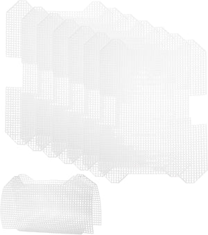 8Pcs Plastic Mesh Canvas Sheet, 10.3 x 7.3 Inch Plastic Mesh Sheet for Crochet Purse Making, Blank Canvas for Embroidery, Crafting, DIY Project, White