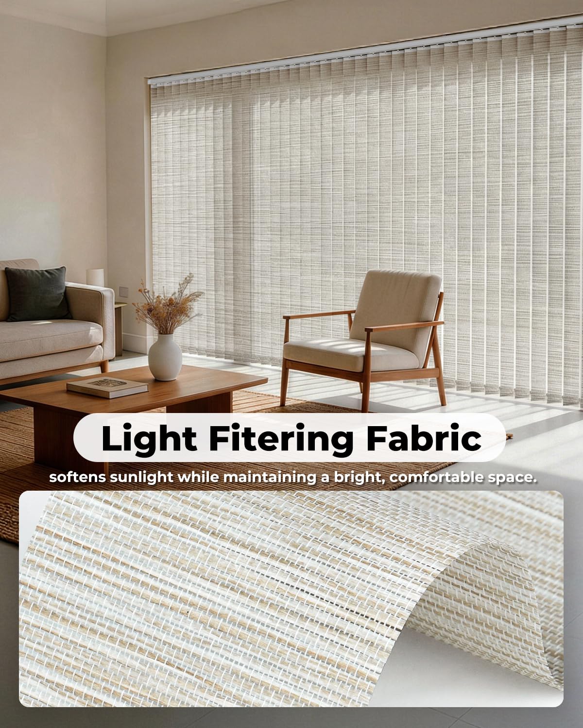 Vertikale gardinplader erstatning, 3.5" B × 82.5" H, 20 pakke, beige