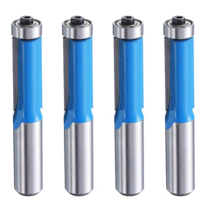 4pcs Spianatura Trimmer Router Bit 1/2" Mastro 1/2" Dia Carbide Tagliante Top Supporto Router Bit Lineare Template Router Bit per Trattamento del Legno, Blu