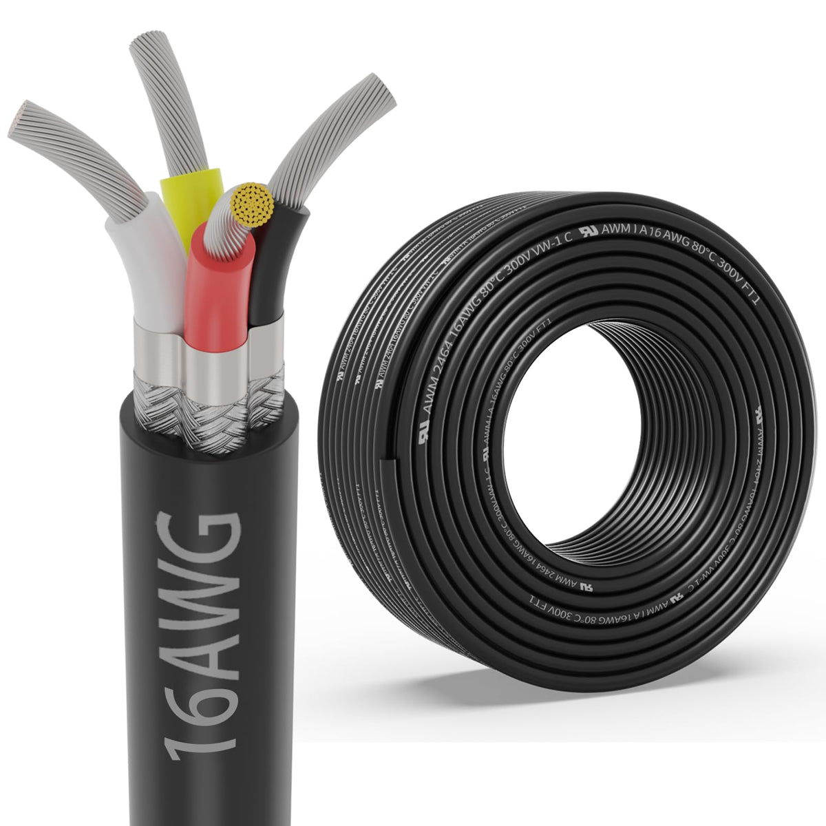 16 Gauge 4 Condutor Cabo Isolado 50FT, UL2464 16 AWG 4 Isolado Cable