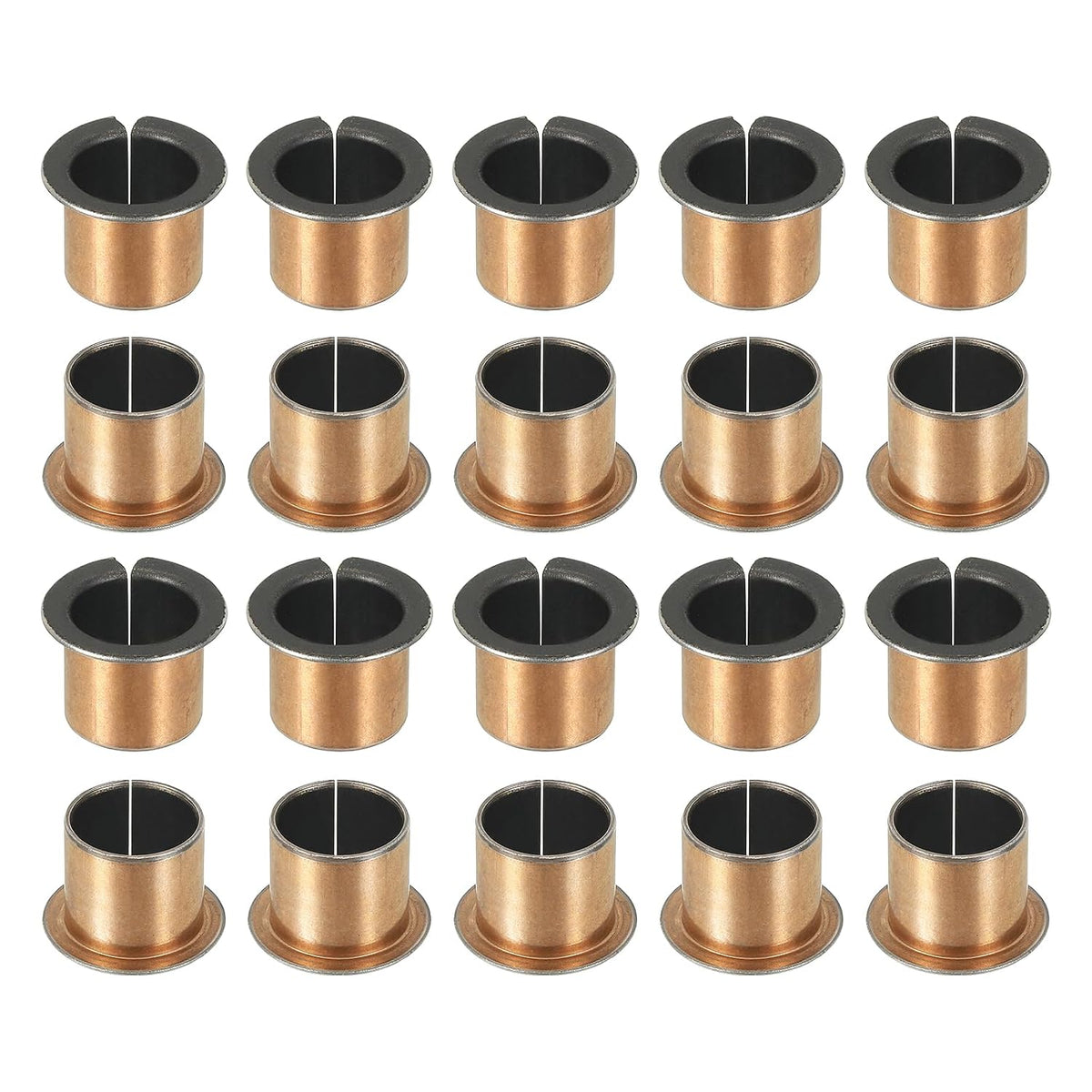 20Pcs Flanged Sleeve Bearing, 15mm Bore x 17mm OD x 15mm Length, 23 x 1.0mm Flange Dia x t Sintered Bronze Bushings Self-Lubricating Bearings for Industrial Equipment