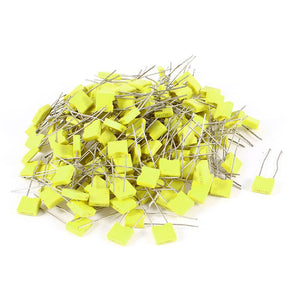 a14052900ux0349 150 Piece 100V 0.1uF 100NF Radial Lead Box Type Film Correction Capacitors Yellow