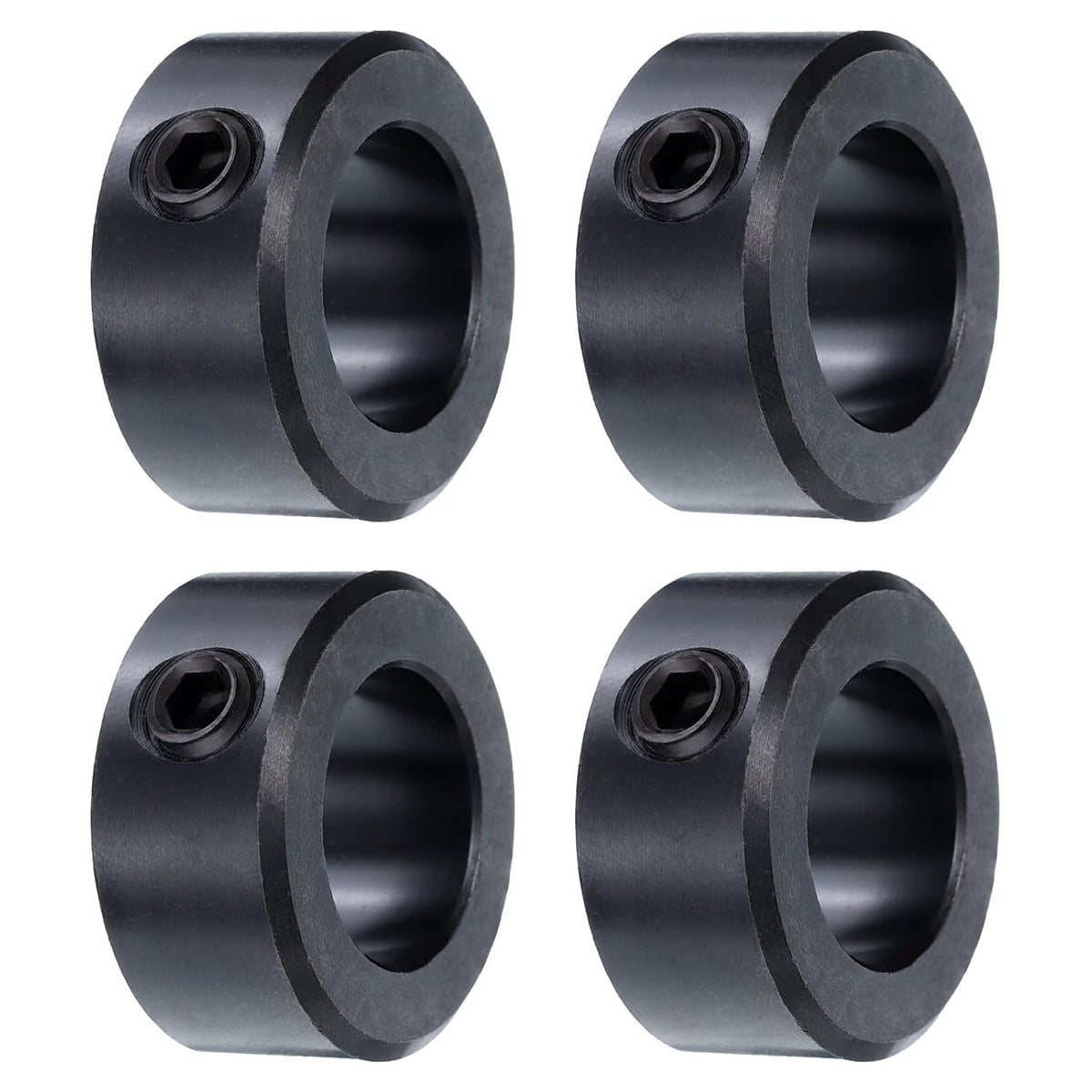 4pcs Set Screw Collars 3/4" Bore Carbon Steel Shaft Collars, 1-1/4" OD, 9/16" Width Axle Collar Clamp for Linear Rod Shaft Guide, Black Oxide