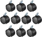 1.45 Inch Swivel Casters Nylon Twin Wheel M8 x 15mm Threaded Stem Swivel Caster Black, 28lb Capacity Each Wheel, Pack of 5