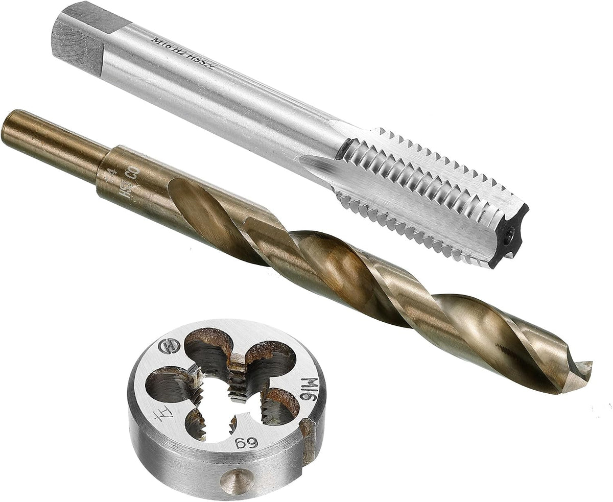 Tap and Die and Drill Bit Set, M16 x 2 Left Hand Thread Milling Tap and Round Die, 14mm Cobalt High Speed Steel Twist Drill Bit