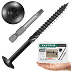 LinkMejor Lag Screws 4 Inch, #14 x 4 Wood Screws, 50-Pack Heavy Duty Self Drilling Structural Screw, Washer Head, Black Coated, T30 Star Drive (with Bit), for Exterior Wood and Timber Fastening