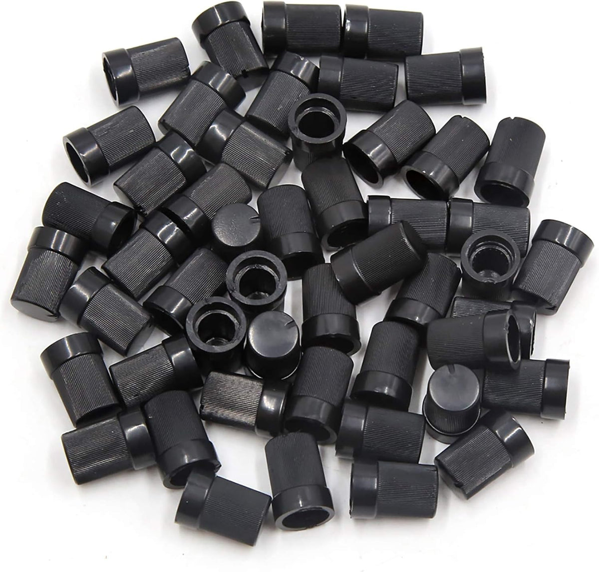 50Pcs 6mm Plastic Shaft Insert Dia Potentiometer Control Knobs Black 10 x 14mm