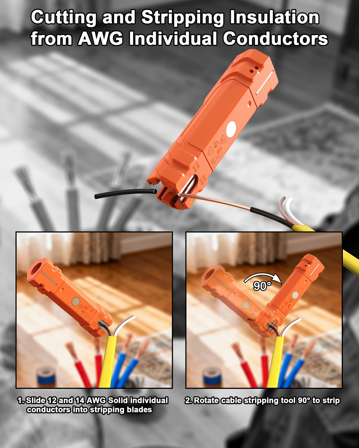 Kabel Ripper, Alat Penggiling Kabel Multi untuk 12-14 AWG, 12/2 dan 14/2 NM