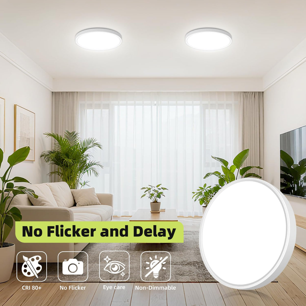 LinkMejor Flush Mount Ceiling Light 7Inch,5 Color Temperature Light Fixture
