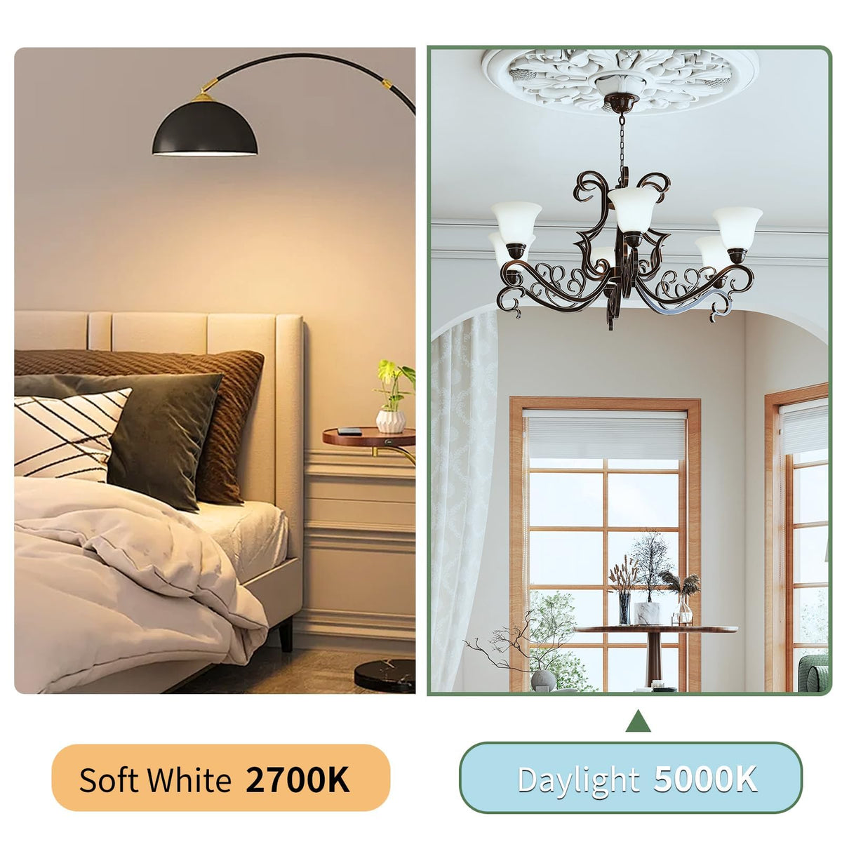 LinkMejor 6 Pack LED Light Bulbs,60 Watt Equivalent Daylight 5000K,A19