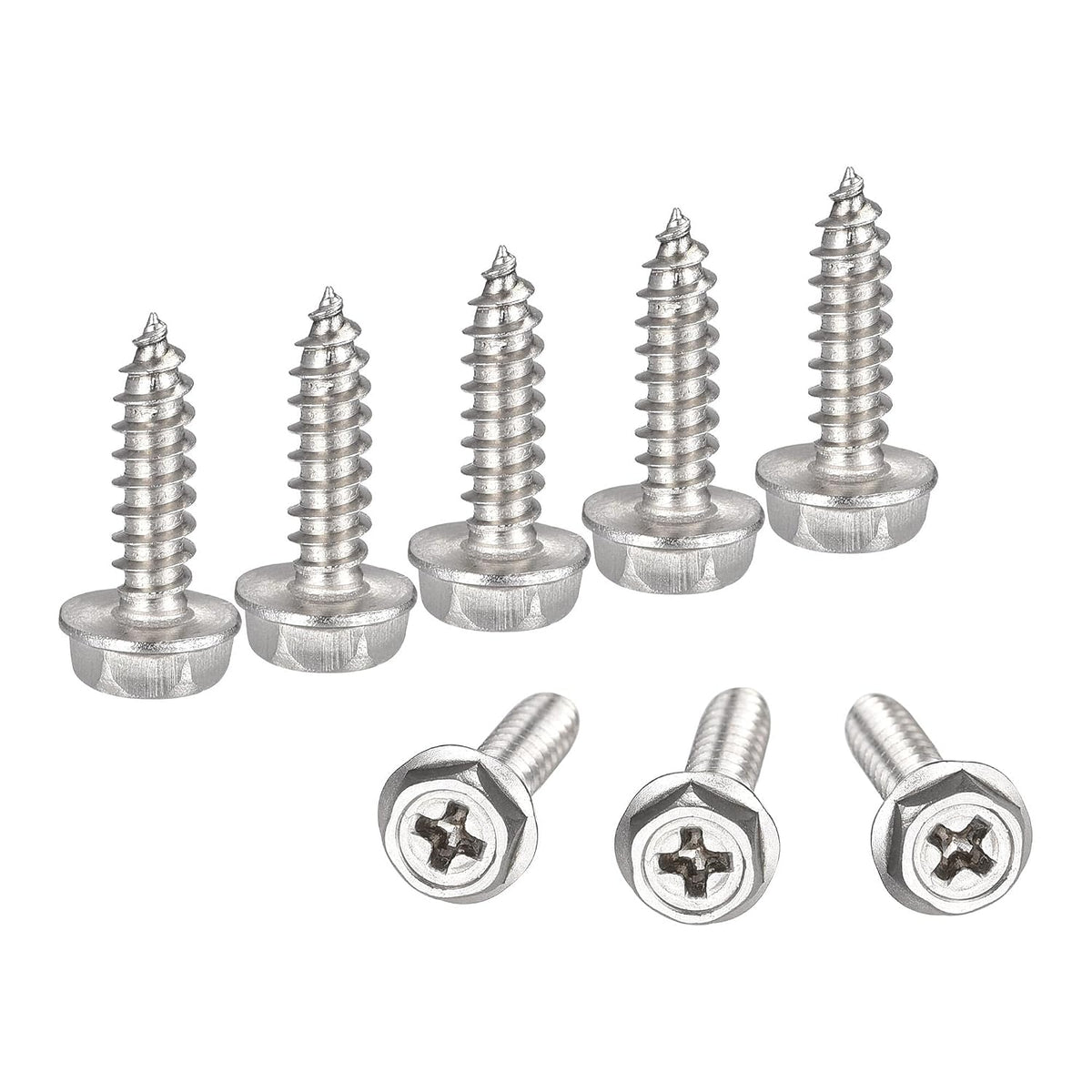 Phillips Hex Washer Self Tapping Screws, M4 x 16mm 304 Stainless Steel Hex Flange Sheet Metal Screw 25pcs