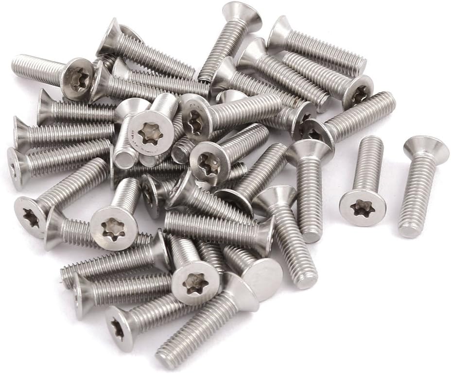 M5x20mm 304 Stainless Steel Fully Thread Flat Head Torx Screws Fasteners 40pcs