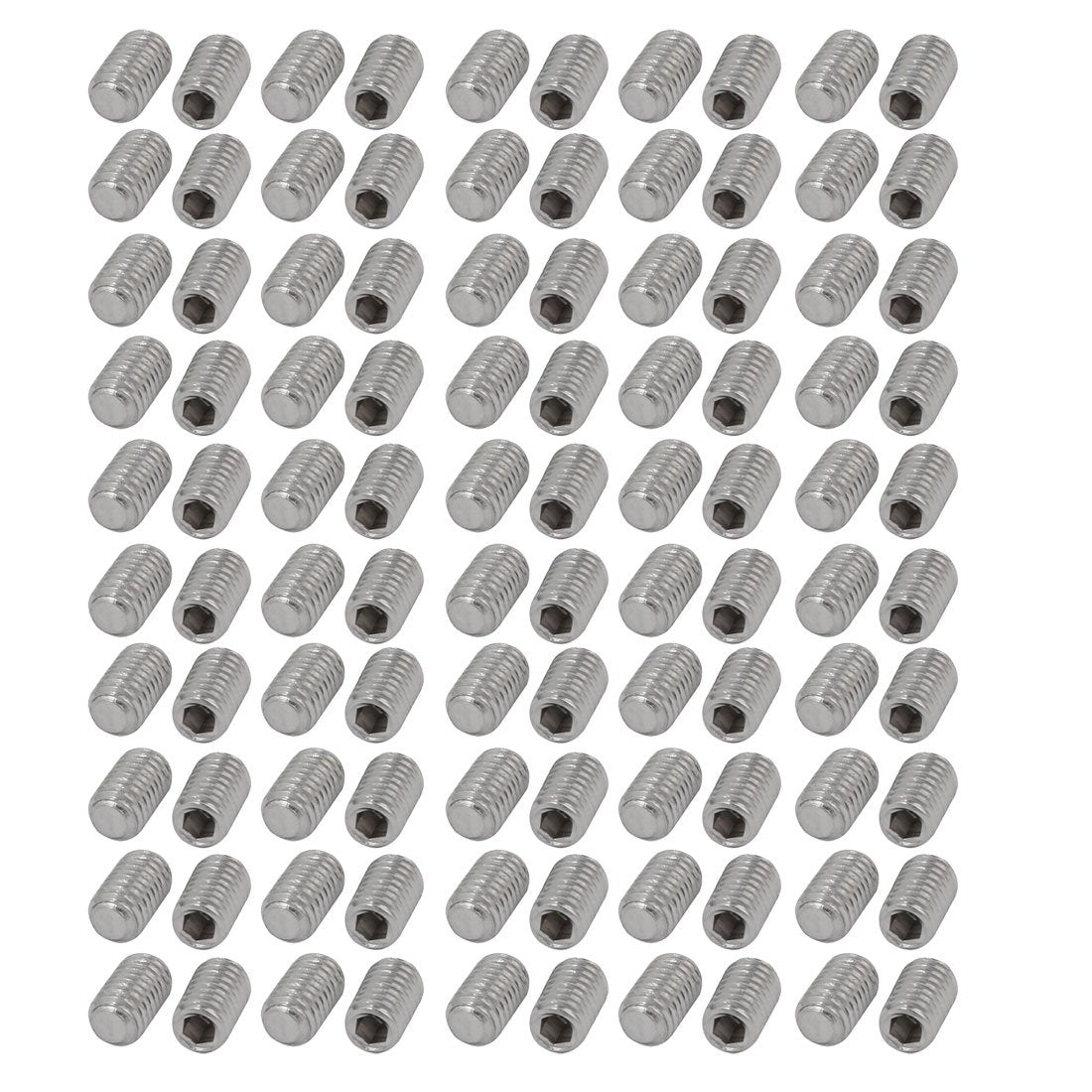 M5x8mm Metric 304 Stainless Steel Hex Socket Set Flat Point Grub Screws Silver Tone for Towel Rack Door Knob 100pcs