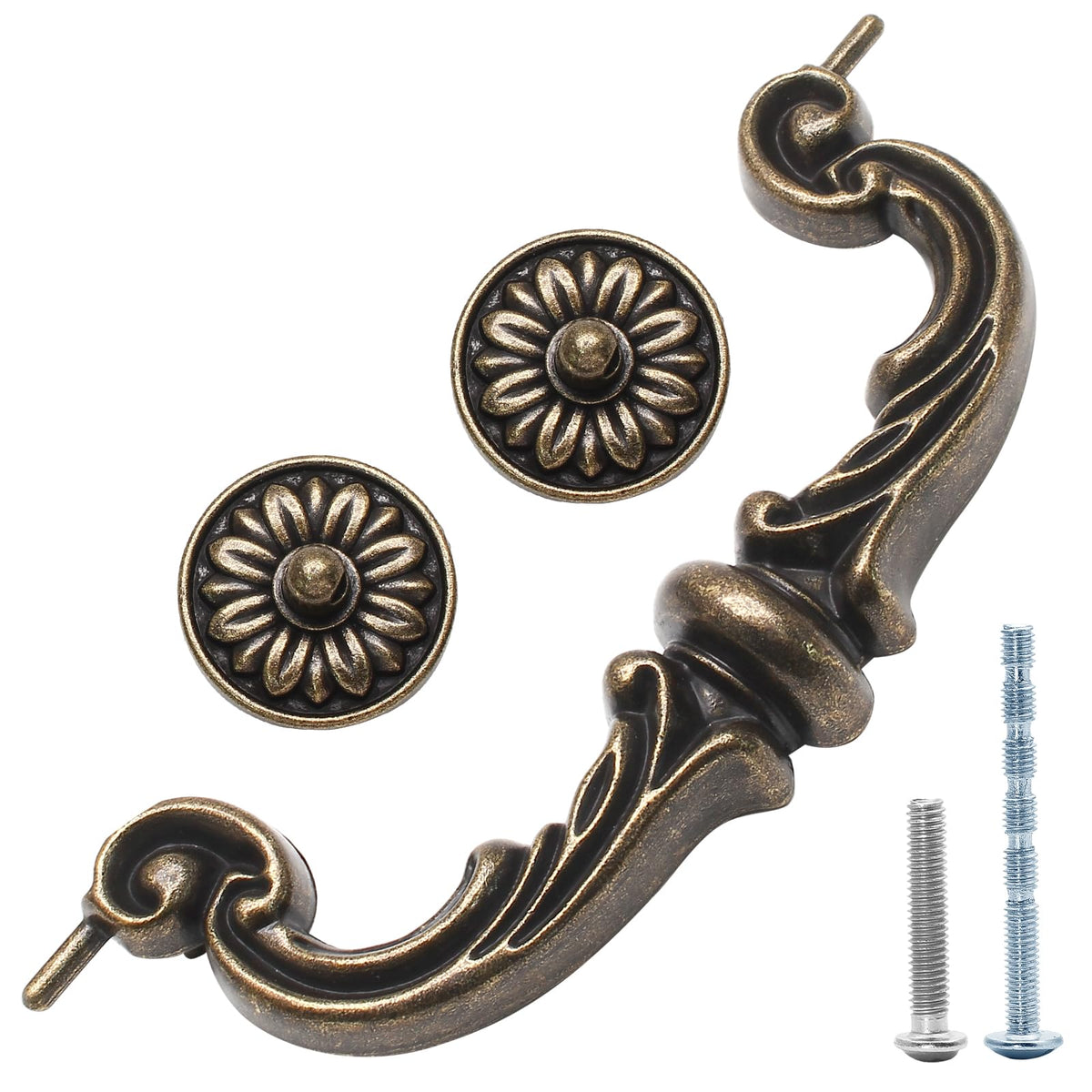 LinkMejor 4 Pack Poussoirs de tiroir Vintage 6 en Hole Center Drop Bail Poussoirs de meuble
