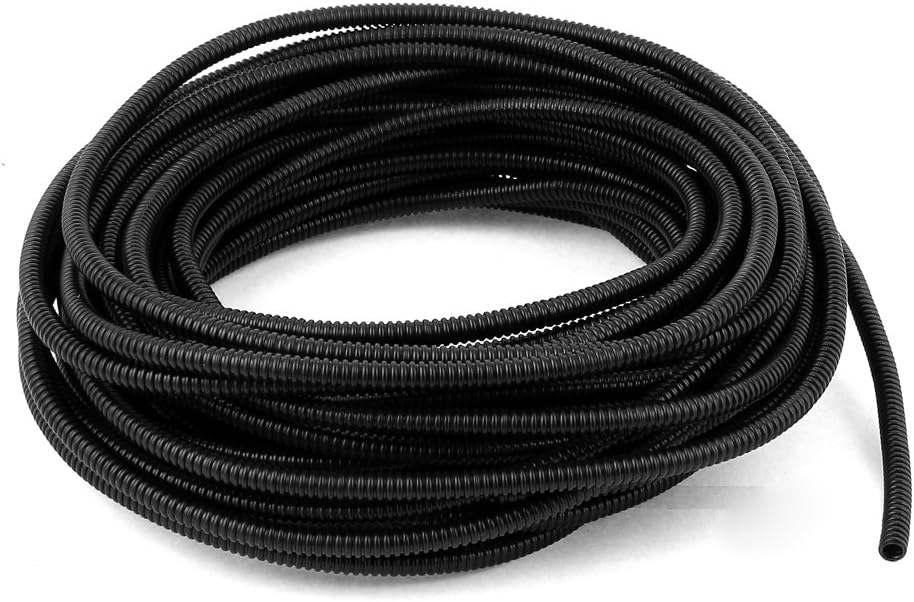 16 M 5 x 7 mm Plastic Flexible Corrugated Conduit Tube for Garden,Office Black