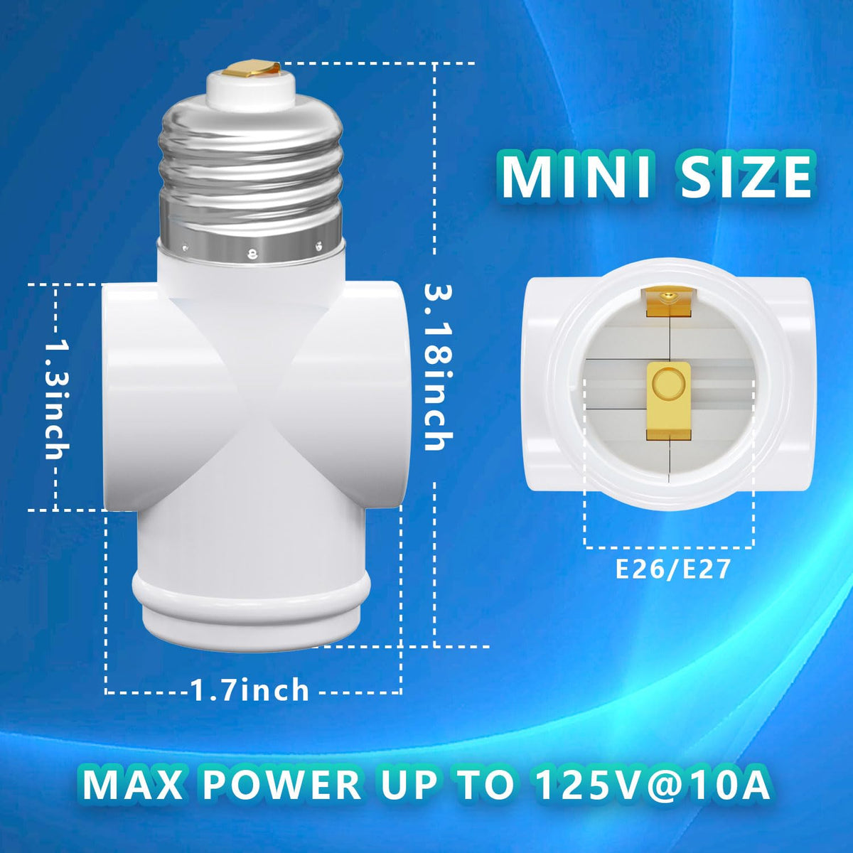2 szt., Adapter wtyczki do gniazda, Przekształca gniazdo światła E26 na adapter wtyczki z trzypiętrowym wtyczką i gniazdo żarówki (biały)