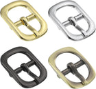 LinkMejor 4Pcs 0.47" Metal Roller Buckle, Single Prong Belt Buckle Oval Center Bar Buckles for Leather Craft Accessories, 4 Colors