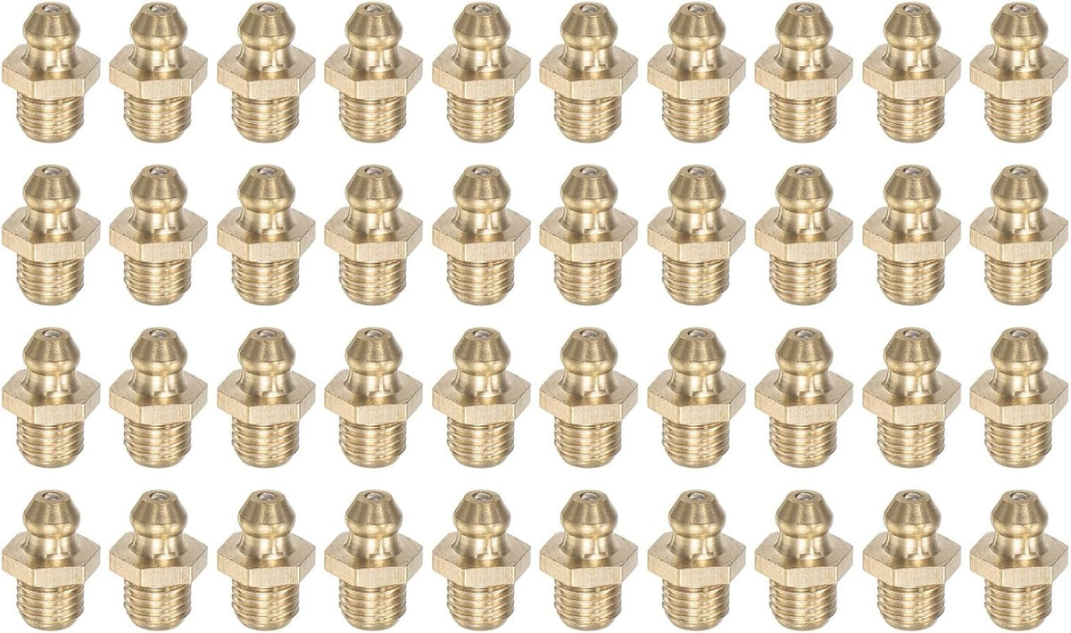 Brass Straight Grease Fitting M8 x 1mm Thread Hydraulic Grease Fitting Accessories, 40Pcs