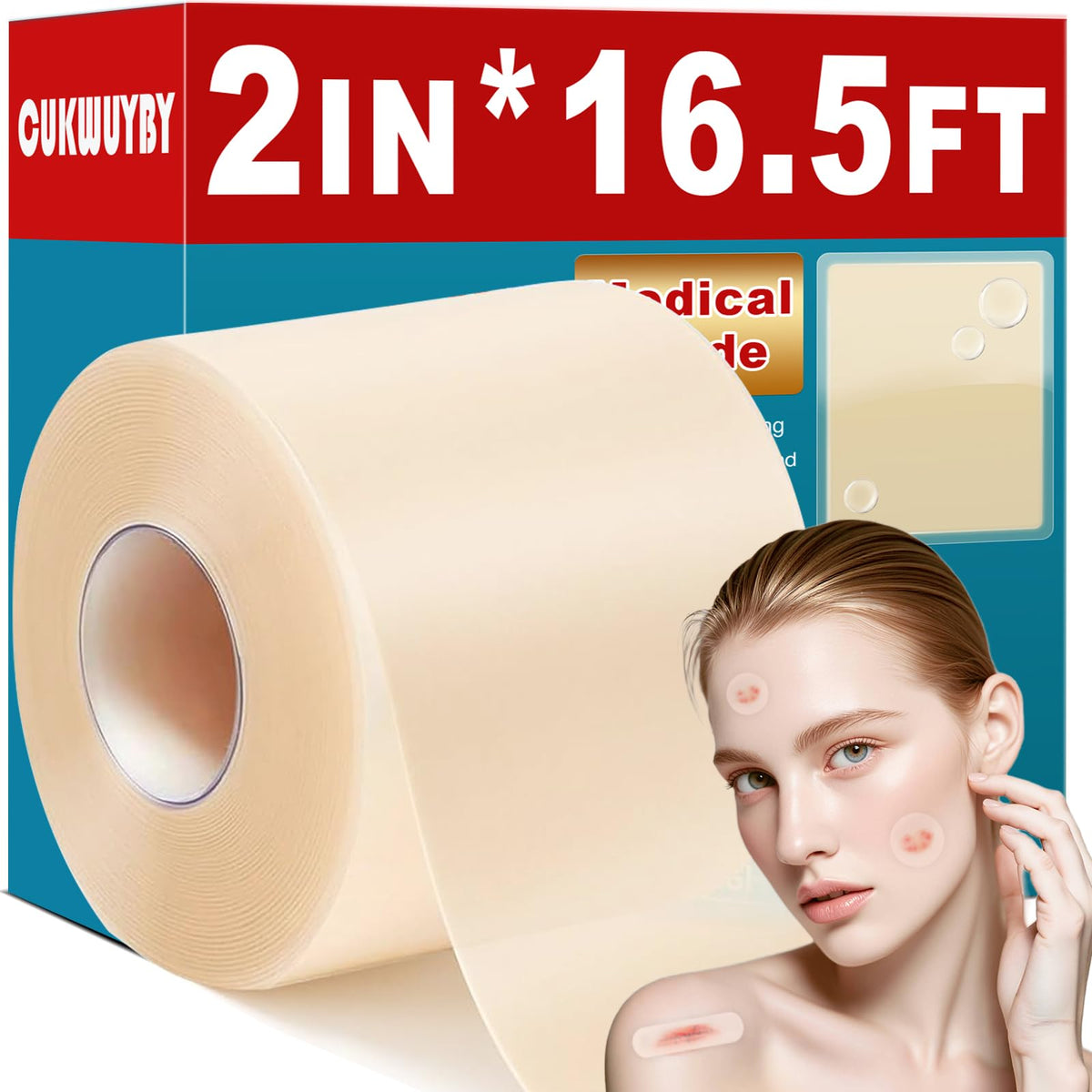 LinkMejor Hydrocolloid Roll for Wound Care, 2in*16.5ft