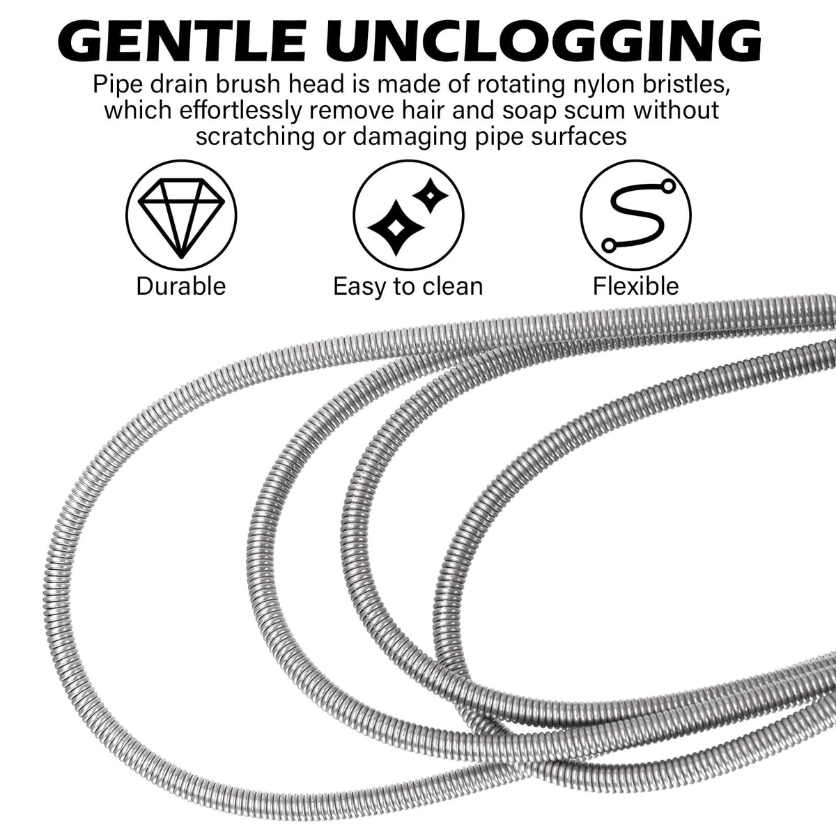 LinkMejor Escoba Desengrasante Flexible, 48" & 17.7" Limpia Tubos para Fregaderos